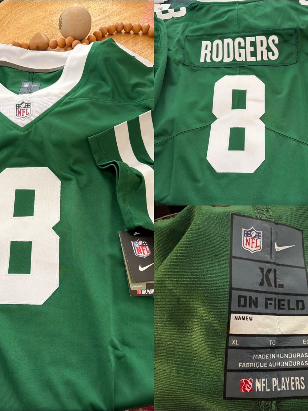 NFL Green & White Rodgers #8 Men's Football Jersey